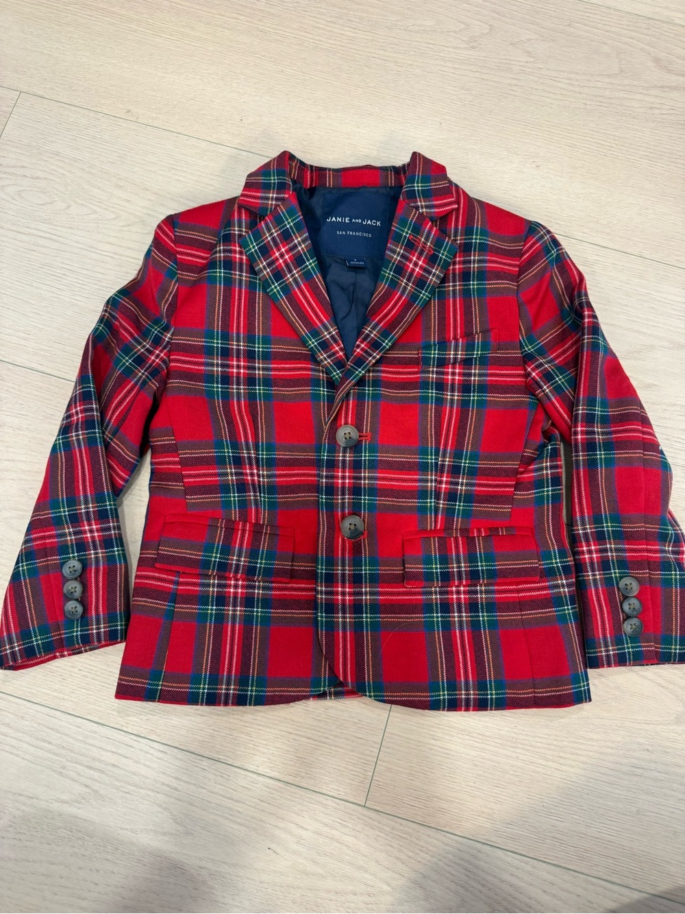 Janie and Jack Red Plaid Boys' Blazer | 3T